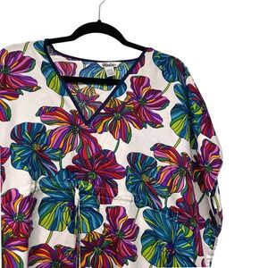 Winlar Kaftan Tunic Top White Floral‎ Gardencore Grandmacore Coastal Grandma